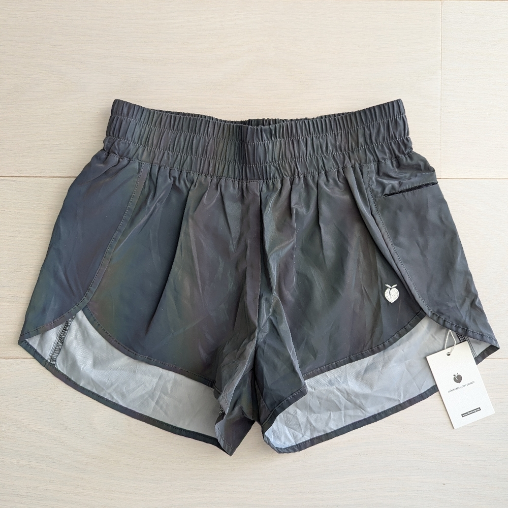 NWT Flexliving Rainbow Reflective Track Shorts Size XS